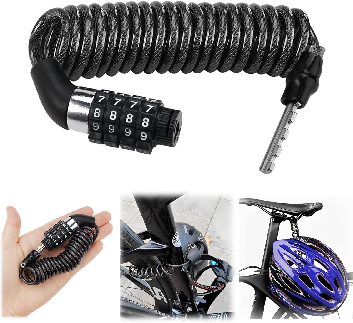 Antivol à Câble 130 Cm – Code Perso, Super Solide, Pour Vélo, Trottinette, Casque Ou Valise