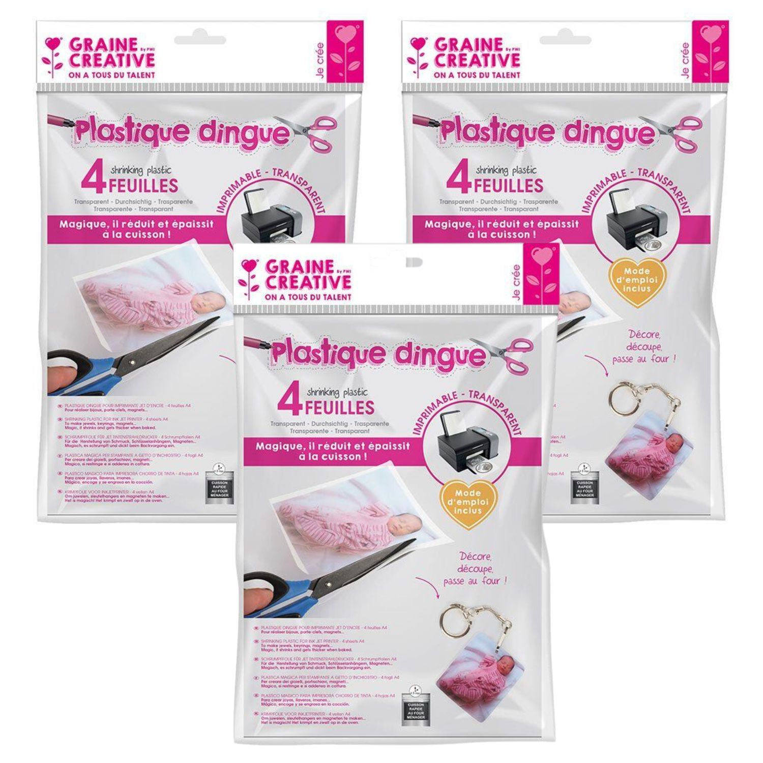 VMUTGA 246 Pièces Feuille Plastique Fou, 25 Feuilles Blanc Plastique Rétractable Papier Fou Kit de Feuille Thermorétractable avec Perforatrice Anneau de Clé Chaîne de Perles Fermoir pour Bricolages