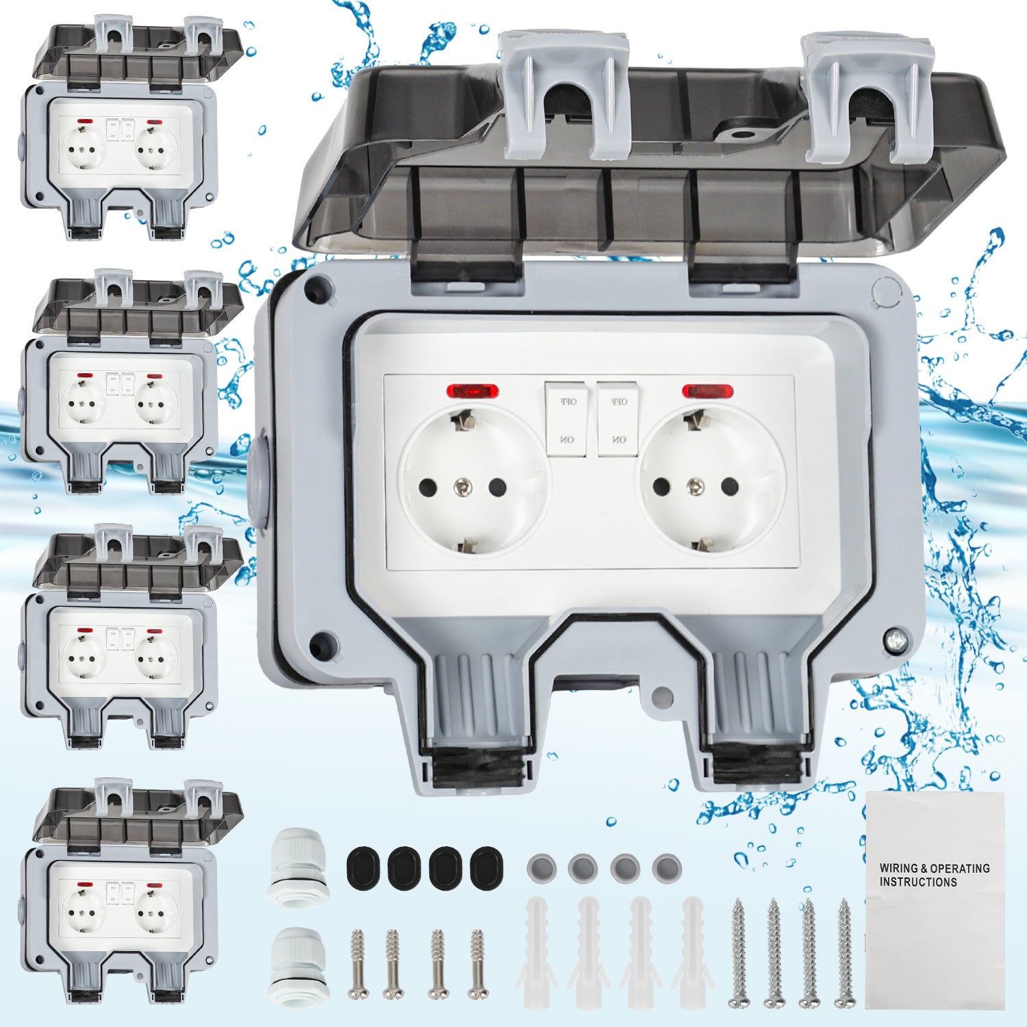Dubbel stopcontact - Wandcontactdoos met USB - Snel opladen apparaten - Geïntegreerde Dubbel stopcontact - Wandcontactdoos met USB - Snel opladen apparaten - Geïntegreerde
