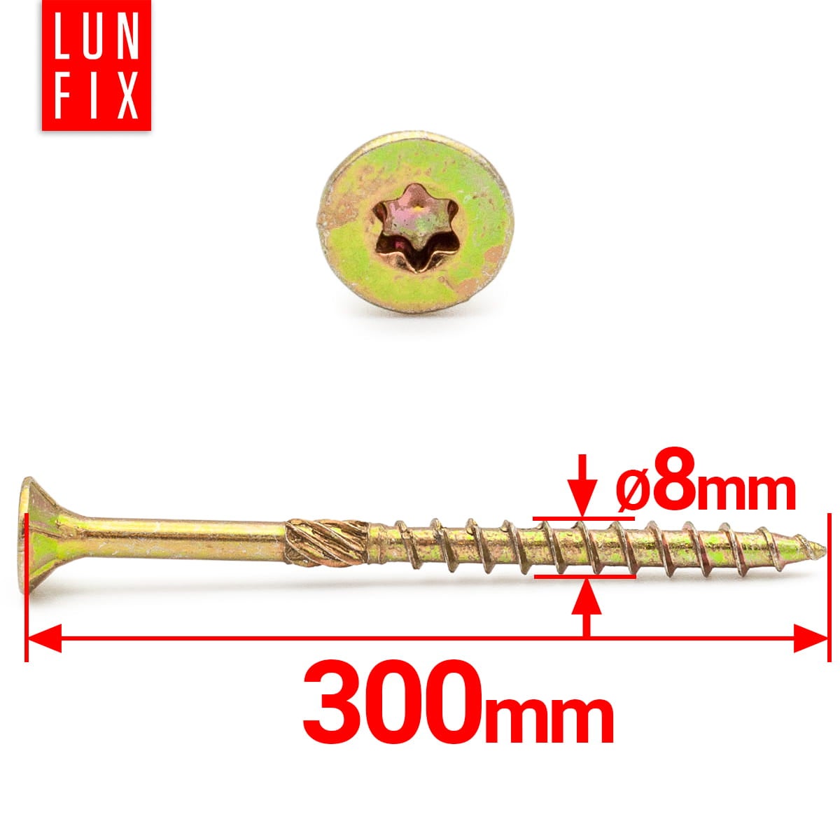 Wkręty ciesielskie z łbem stożkowym 8x300mm 1szt. - 2