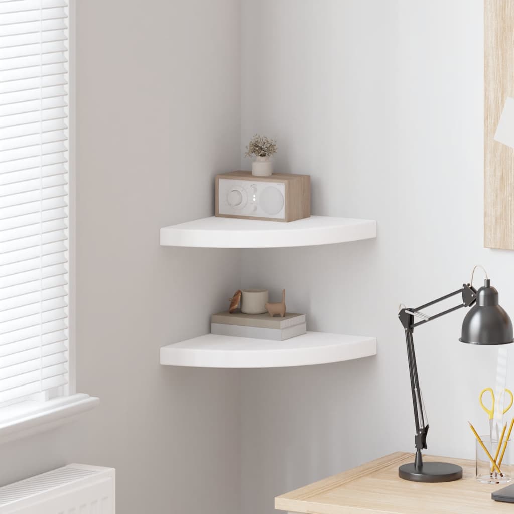 Maison exclusive - estantes esquineros flotantes (2 unidades), blanco, 35x35x3,8 cm, mdf