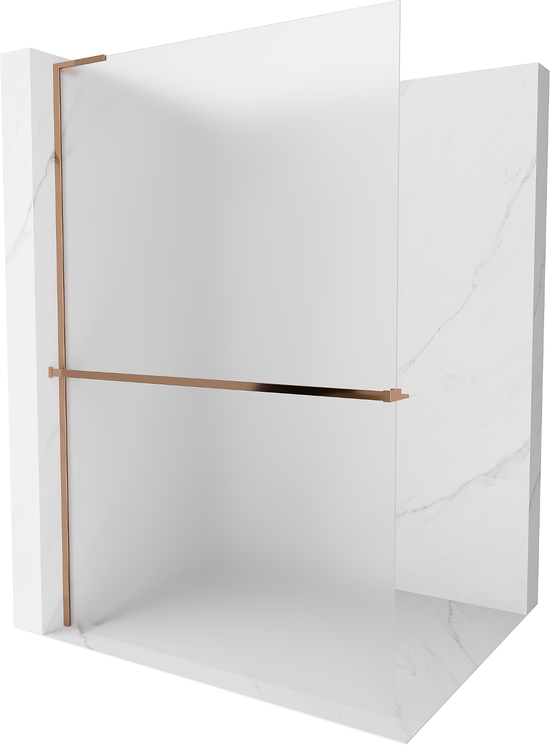 Mexen Kioto+ L ścianka prysznicowa z półką Walk-in 80 x 200 cm, szron, różowe złoto - 800-080-123-60-30