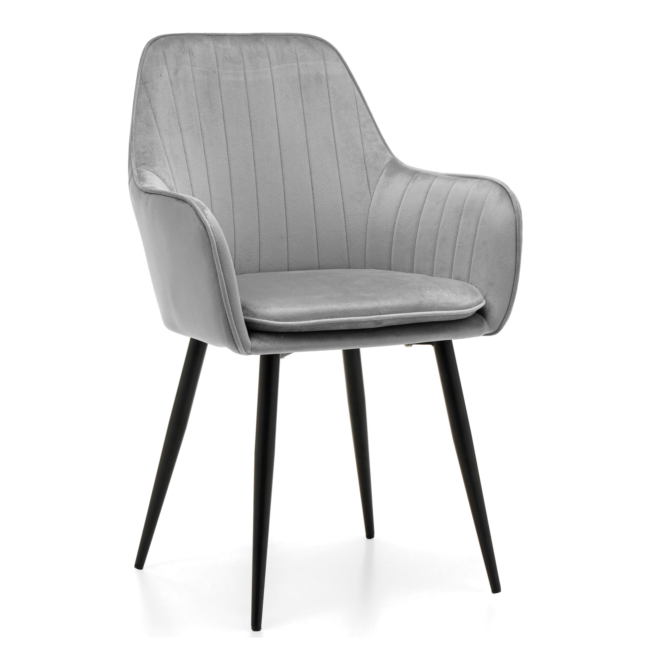 Krzesło tapicerowane pikowane z poduszką EMILIA jasnoszara