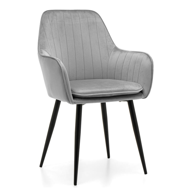 Krzesło tapicerowane pikowane z poduszką EMILIA jasnoszara