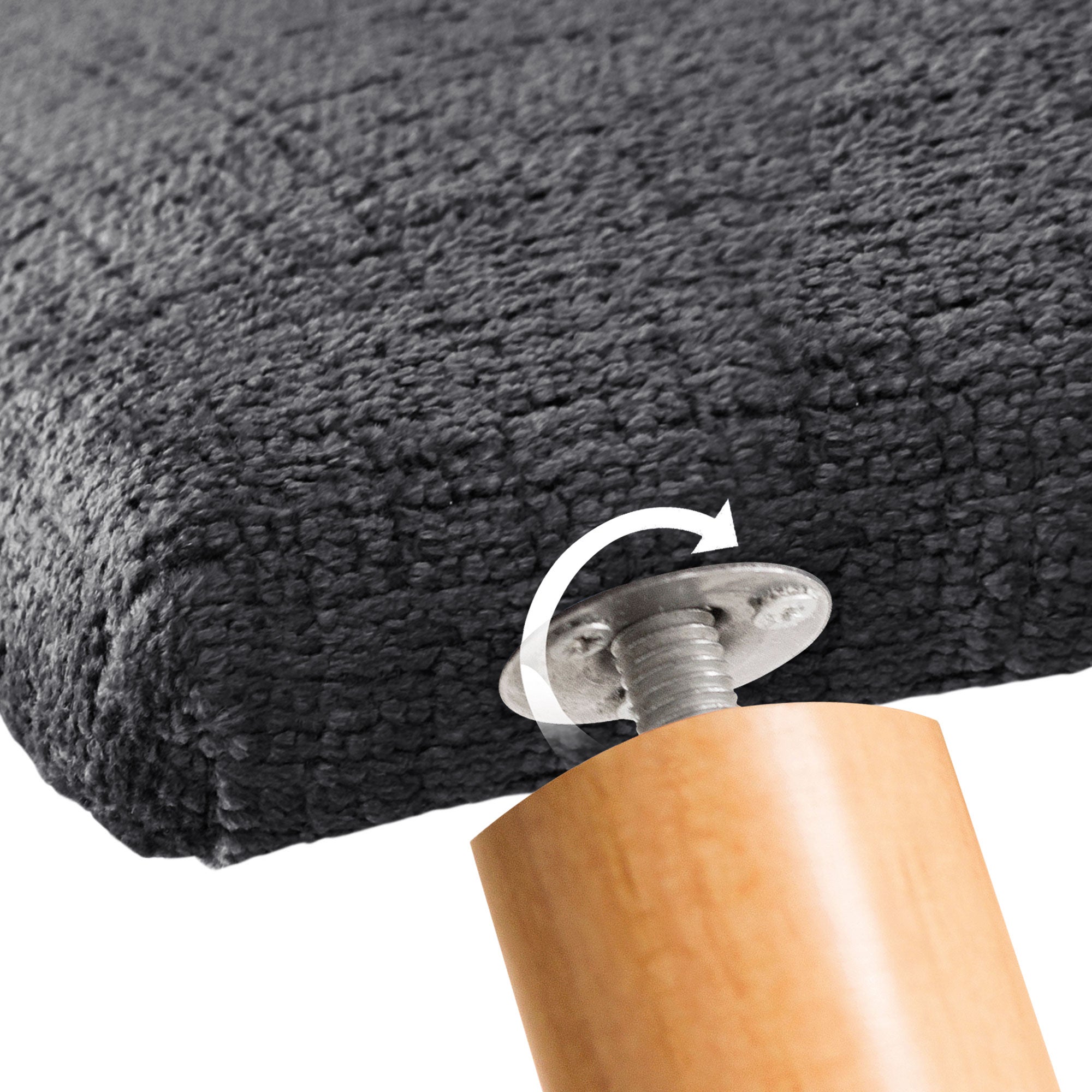 DHOME Testiera in lana ecologica premium finitura semplice con bottoni e gambe testiera imbottita per letto camera imbottita (Grigio Scuro, 90 cm) - 7