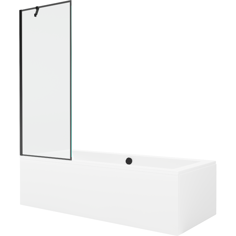 Mexen Cube wanna prostokątna 170 x 80 cm z obudową i parawanem 1-skrzydłowym 70 cm, czarny wzór - 550517080X9507007070