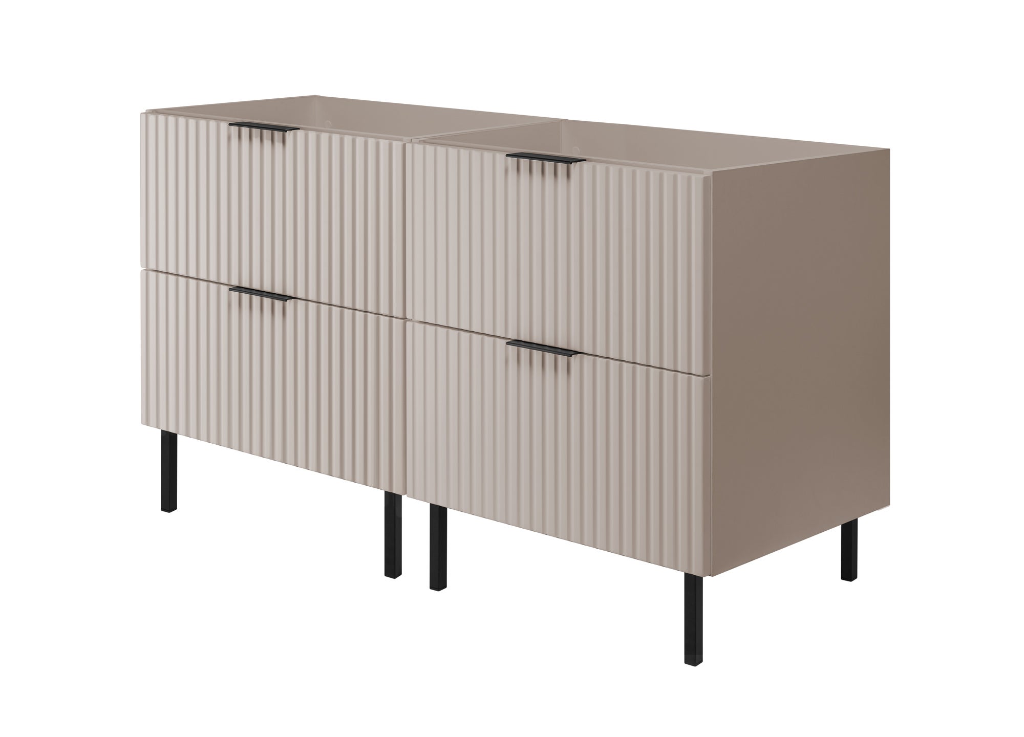 Szafka pod umywalkę FLOW 120 cm kaszmir 2 kolory uchwytów nóżki w zestawie ryflowane fronty