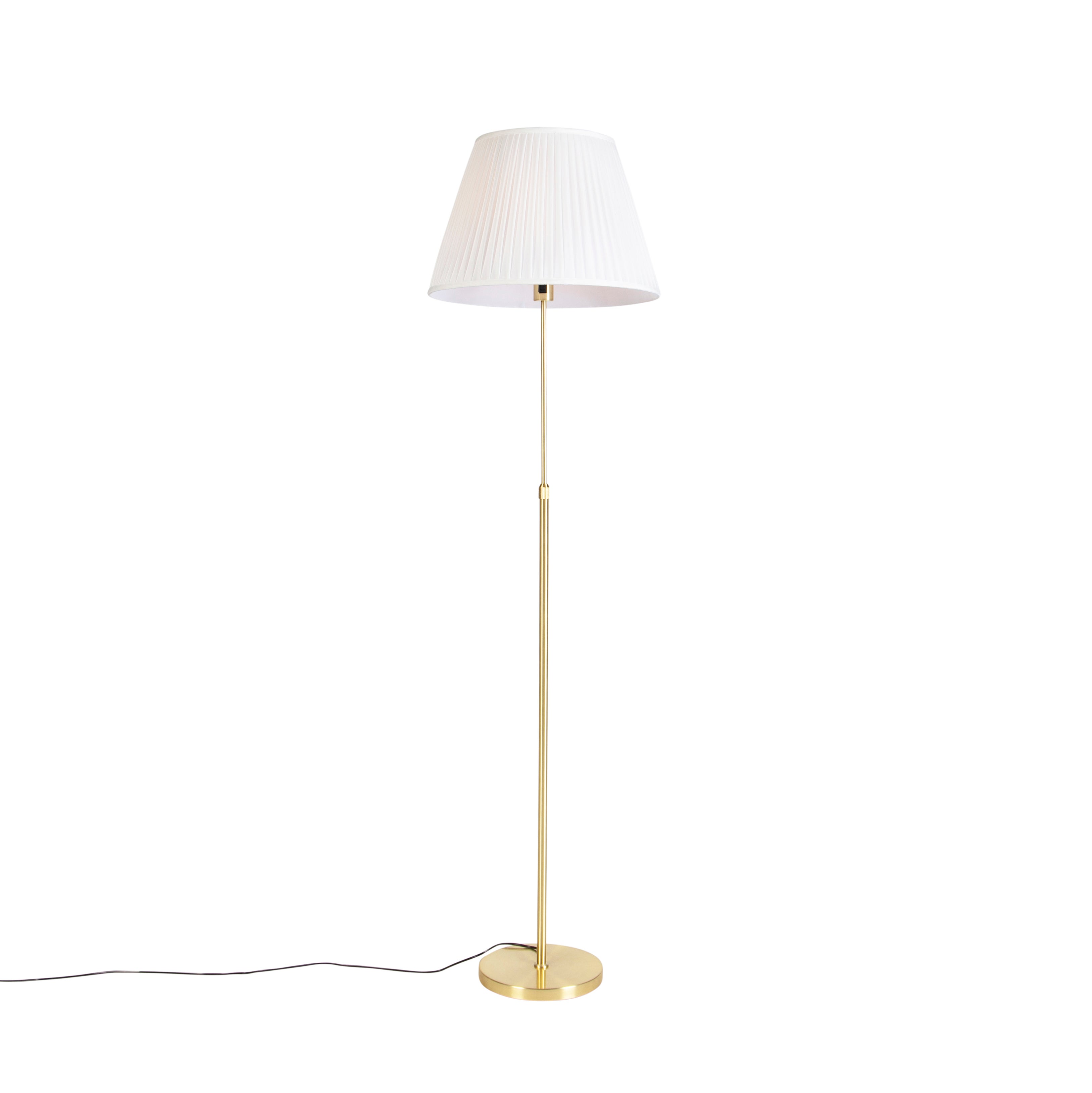 Lampa stojąca złota/mosiądz z plisowanym abażurem kremowym 45 cm - Parte