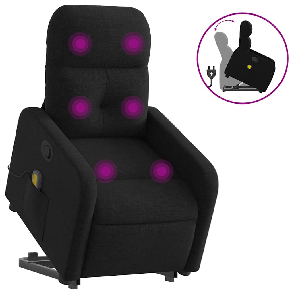 Fauteuil de massage inclinable Noir Tissu - 2