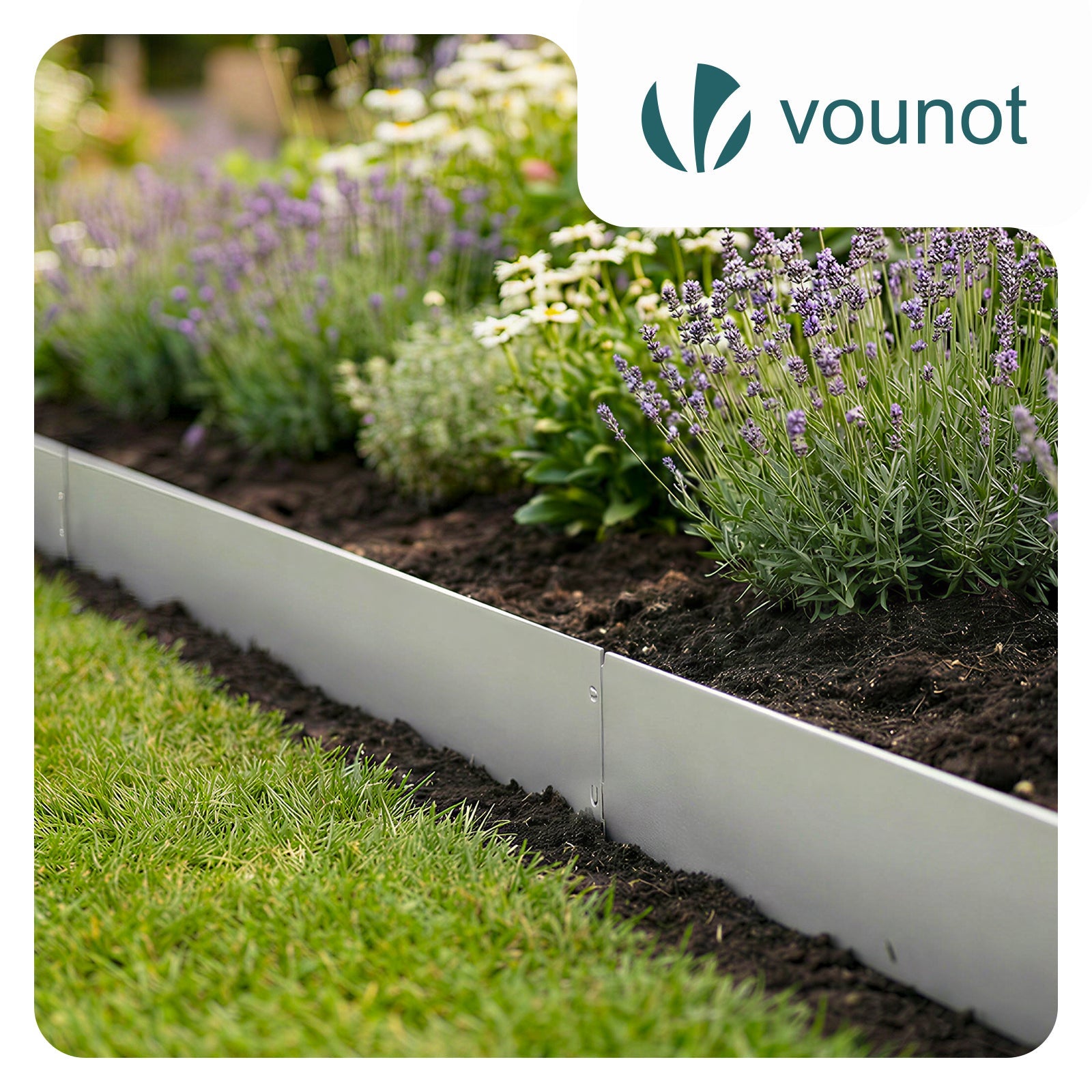 Lot de 10 Bordure de jardin en métal galvanisé flexible 100x18cm - clôture gazon antirouille 10m - VOUNOT® - 2