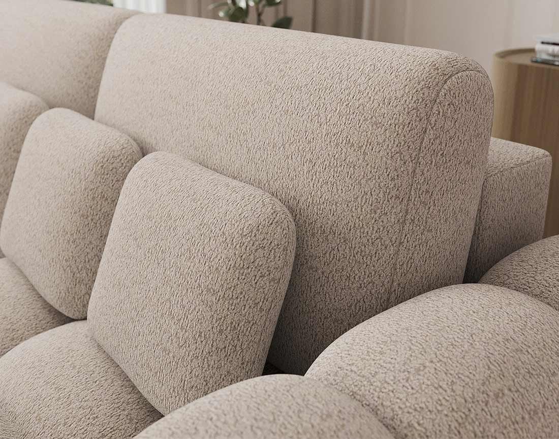 Canapé droit convertible 3 places avec coffre en tissu bouclette beige - DORIAN - Best Mobilier - 6