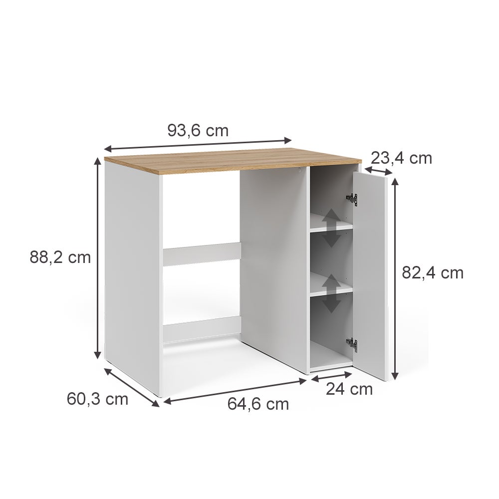 Vicco armadietto coprilavatrice Viktor, Bianco/Artisan, 93.6 x 88.2 cm con scomparti e porta - 2