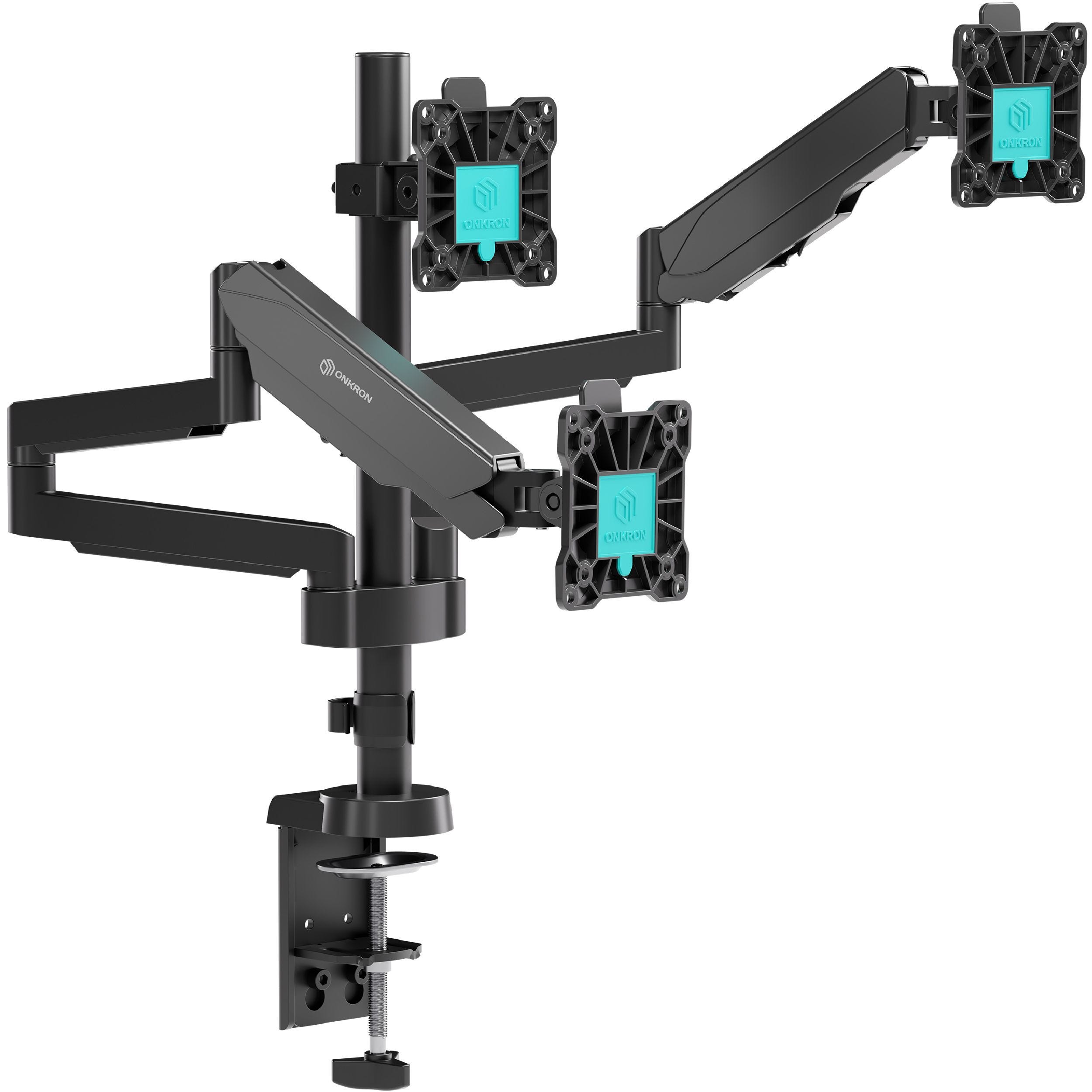 ONKRON Support Triple Écran PC 13-32 Pouces - Bras Articulé 3 Écrans Jusqu'à 8kg, VESA 75x75/100x100, Noir G280-B