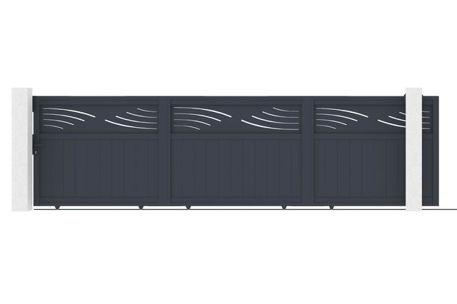 Portail coulissant 5m HALTI H.160cm aluminium gris