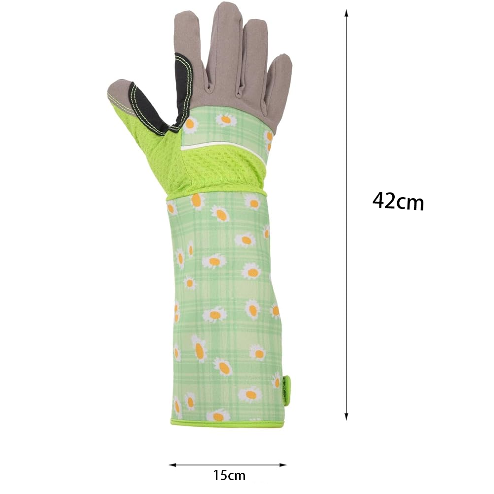 Gants de jardinage à manchette longue, résistants aux perforations et aux épines, en cuir PU vert, adaptés aux travaux de jardinage en extérieur - 2