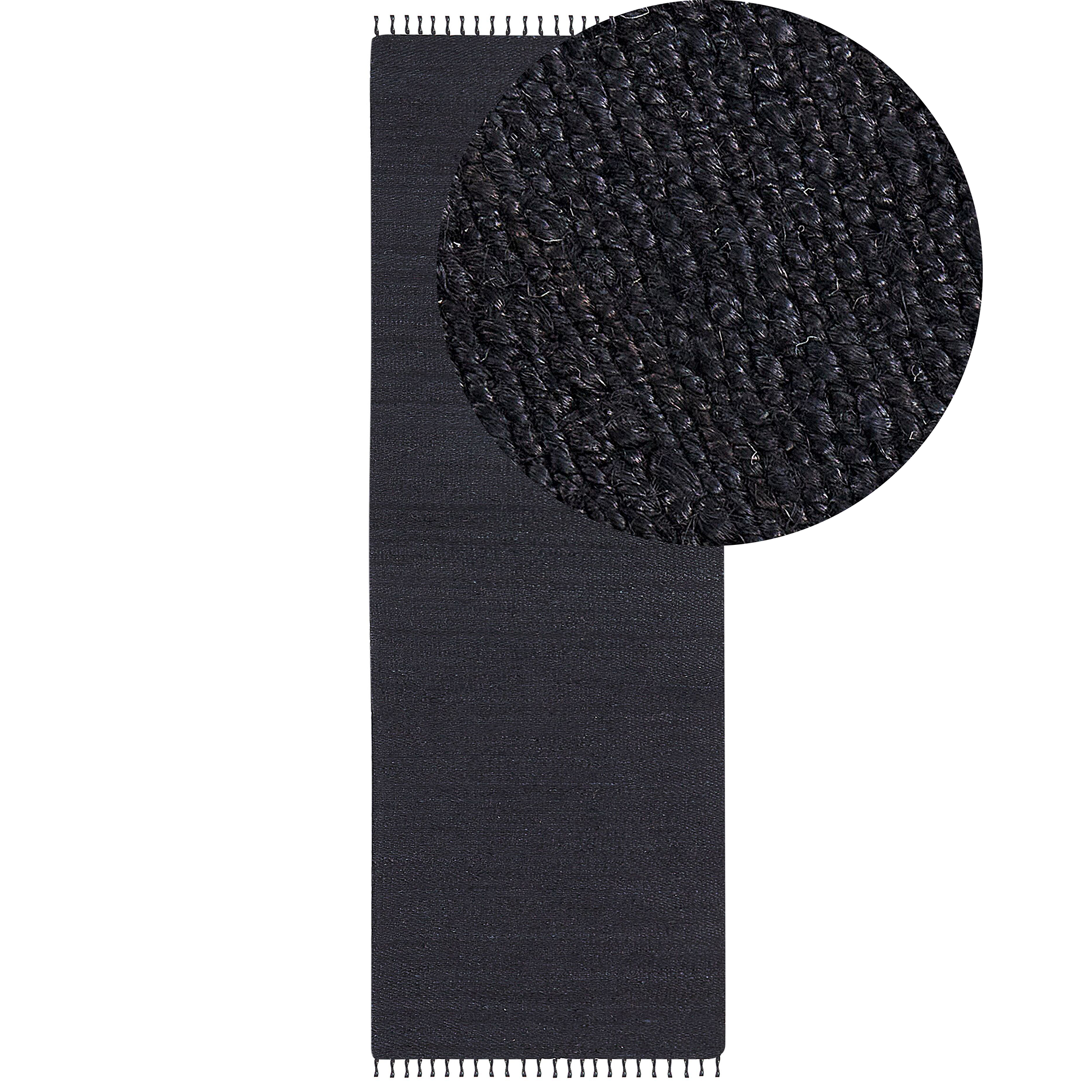 Beliani alfombra de yute negra 80 x 300 cm sinankoy