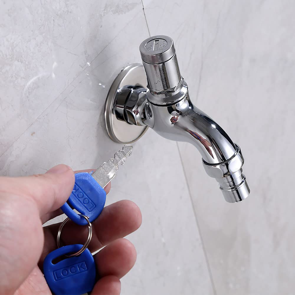 Robinet De Jardin Antivol Avec Clé - Filetage Mâle 1/2 Pouce - Pour Lavage Voiture, Arrosage, Lieux Publics
