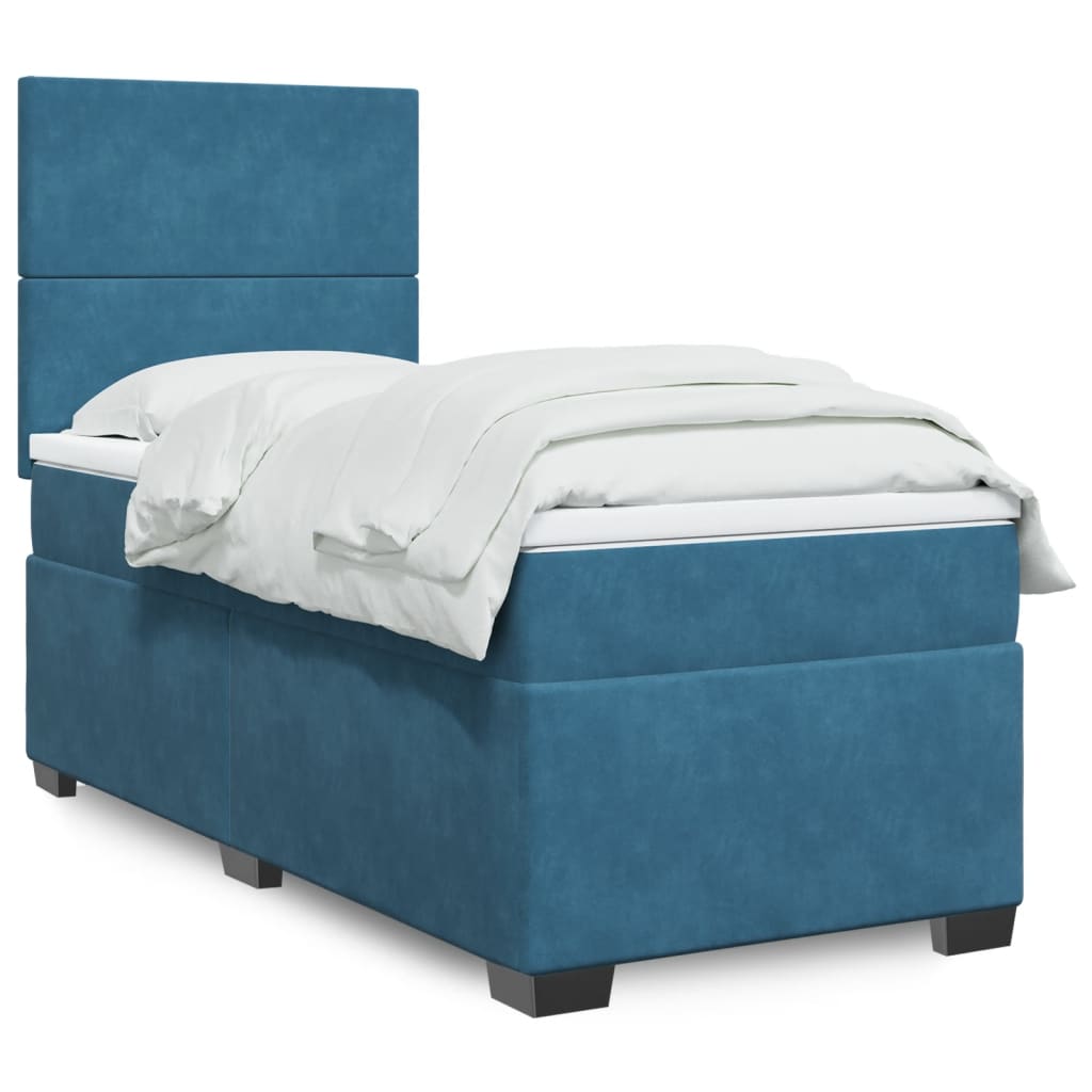 Sommier à lattes de lit avec matelas bleu 100x200 cm — COMFORTXL - 2