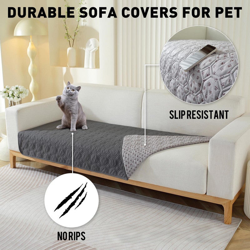 Manta impermeable para perros con púas antideslizantes para proteger el sofá cama, lavable a máquina, gris, 76 x 178 cm - 4