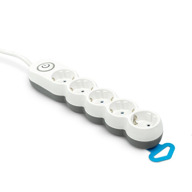 Regleta GARZA de 5 Enchufes con Interruptor y Protección Infantil - Cable de 1.4 Metros en Color Negro