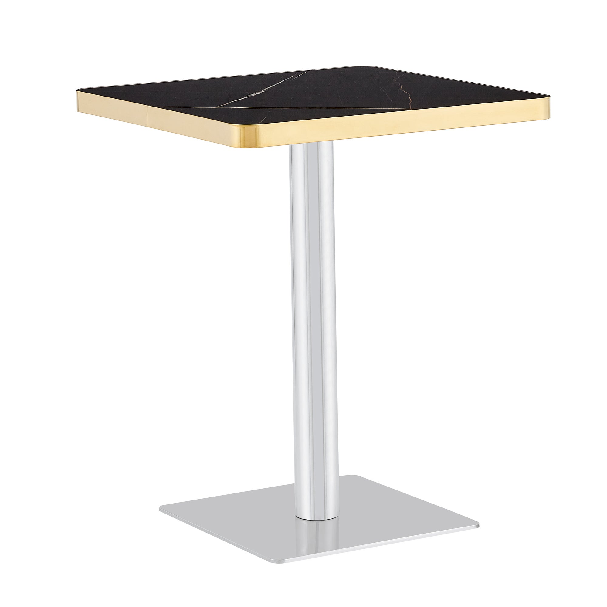 Table à manger carrée, plateau effet marbre, piètement design, 60 x 60 ...