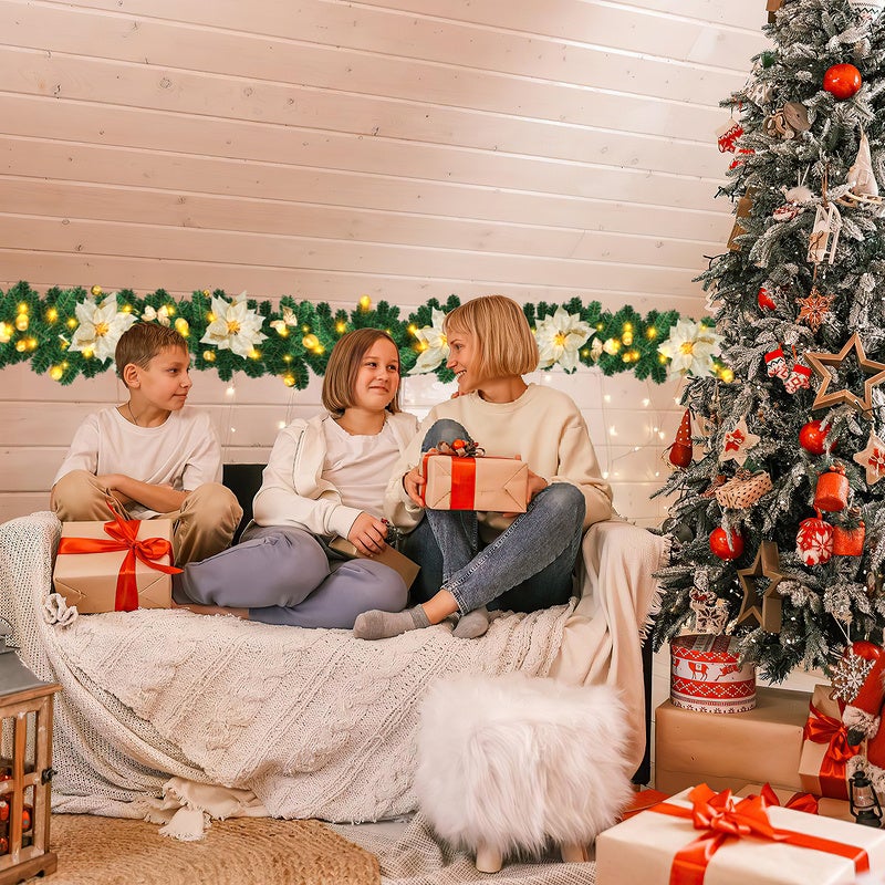 Ghirlanda di Natale Ghirlanda di abete Decorazione natalizia per interni ed esterni Ghirlanda artistica 2,7 m 50 LED con Gold decorativo - 7