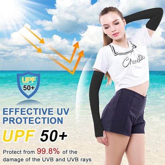 Manchons bras homme femme, protection anti-UV UPF50+, trou pouce antidérapant, rafraîchissant pour gaming et sport compression - 2