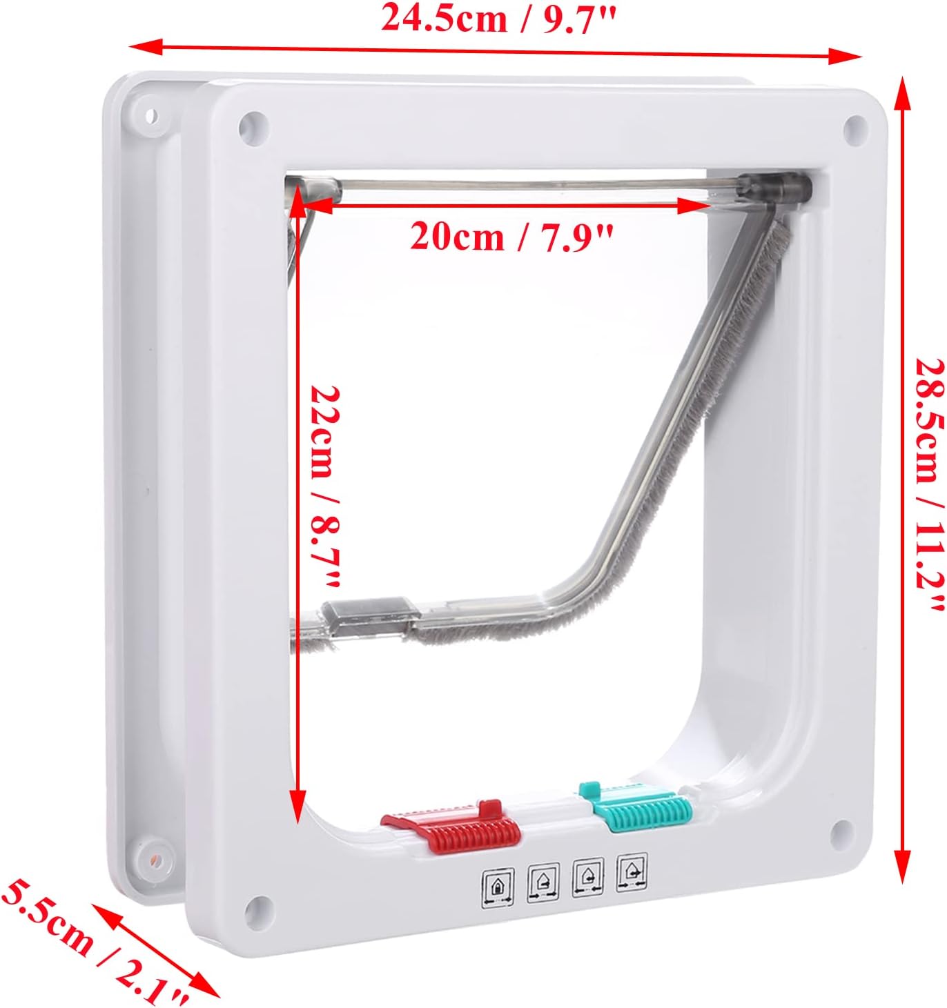Chatière magnétique 4 voies – pour chien/chat – 24,5x28,5 cm – facile à installer, cadre réglable - 3