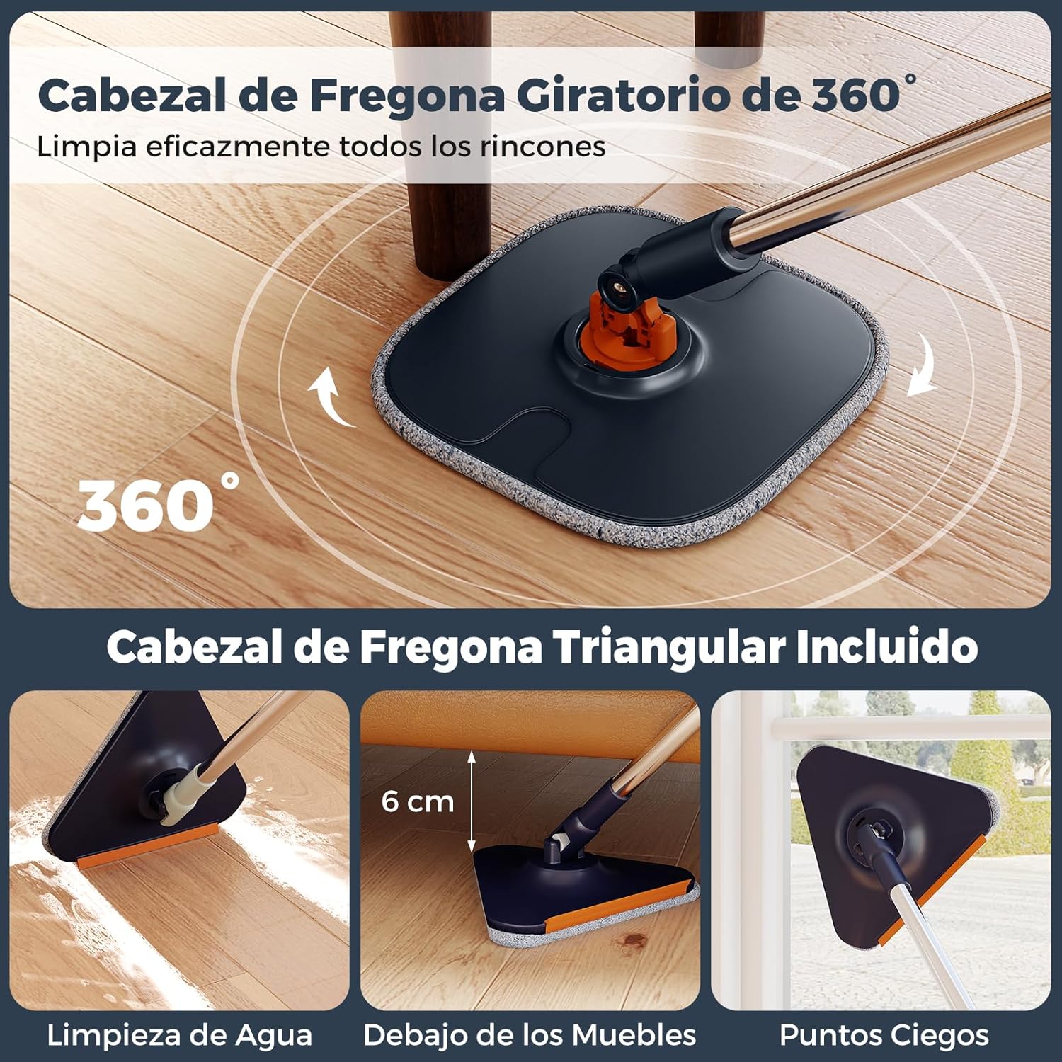 Balai Microfibre et Seau Essoreur Vadrouille Plat avec 2 Serpillières