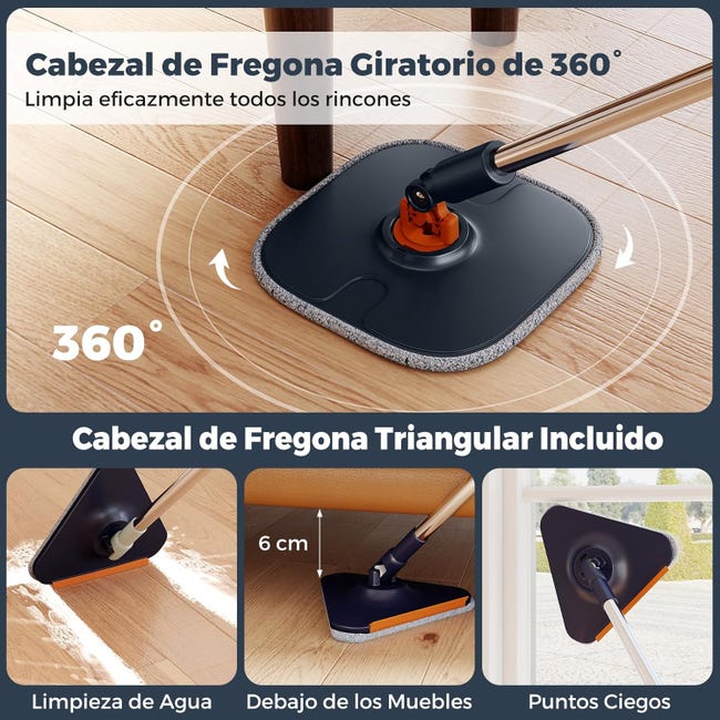 Balai Microfibre et Seau Essoreur Vadrouille Plat avec 2 Serpillières Balai Microfibre et Seau Essoreur Vadrouille Plat avec 2 Serpillières