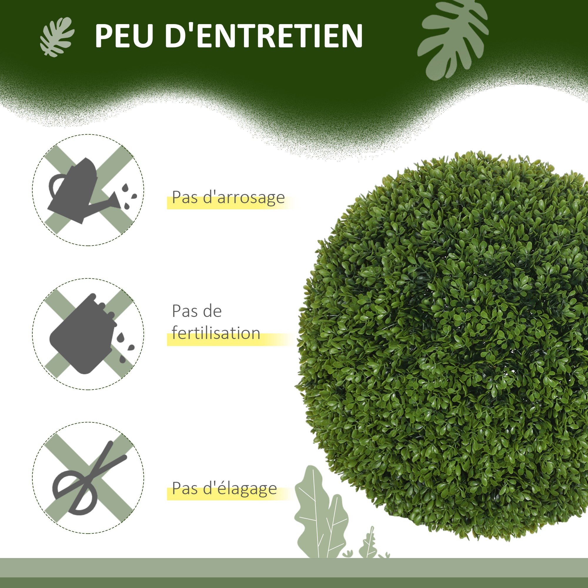Lot de 2 boules de buis artificielles de 40 cm décoration pour intérieur ou extérieur vert foncé - 8