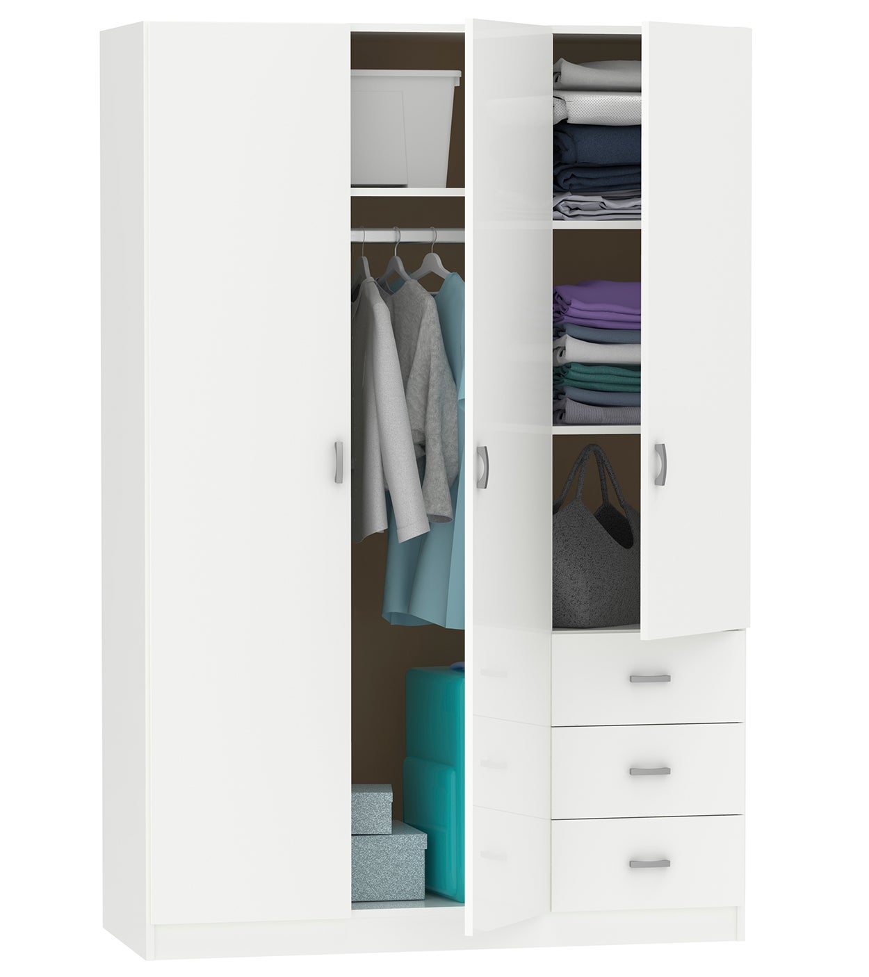 Armoire Placard / Meuble De Rangement Coloris Blanc - Hauteur 180 X Longueur 120 X Profondeur 50 Cm - 2