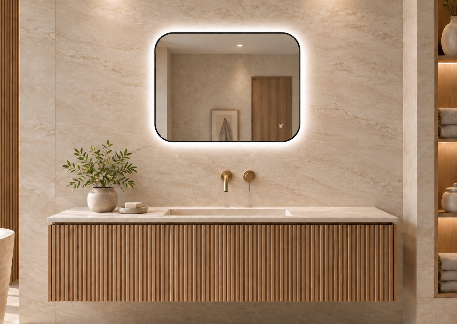 TENDER LINE LED lustro w czarnej ramie z oświetleniem LED 80 x 60 cm