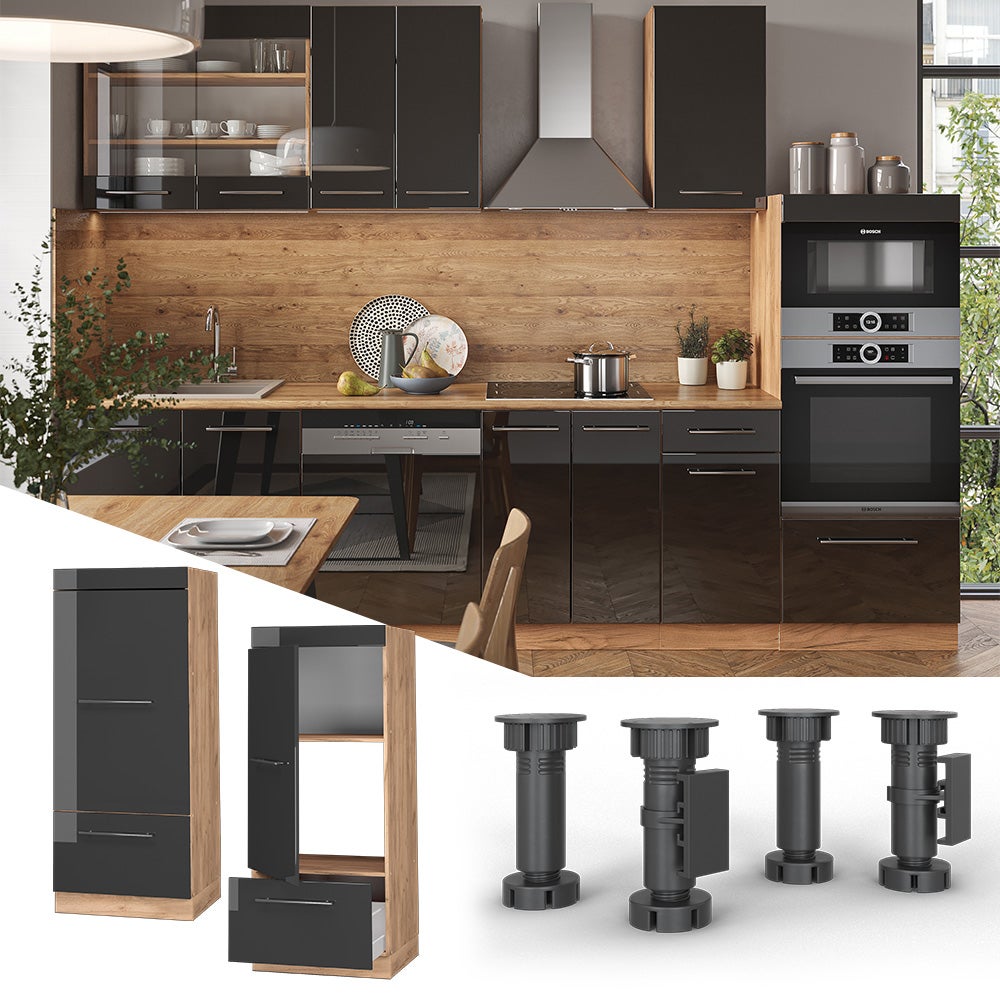 Vicco Armoire micro-ondes Fame-Line, Anthracite Haute brillance, 60cm - 2