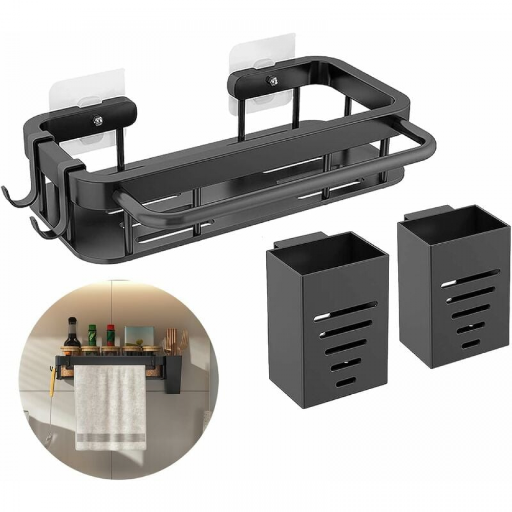 Organizer do zlewu ze stali nierdzewnej, uchwyt na gąbkę do zlewu kuchennego, uchwyt na gąbkę do zlewu kuchennego z 2 podstawkami na pałeczki