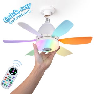 YUNZI Ventilatore Da Soffitto LED RGB Bluetooth Con Luce E