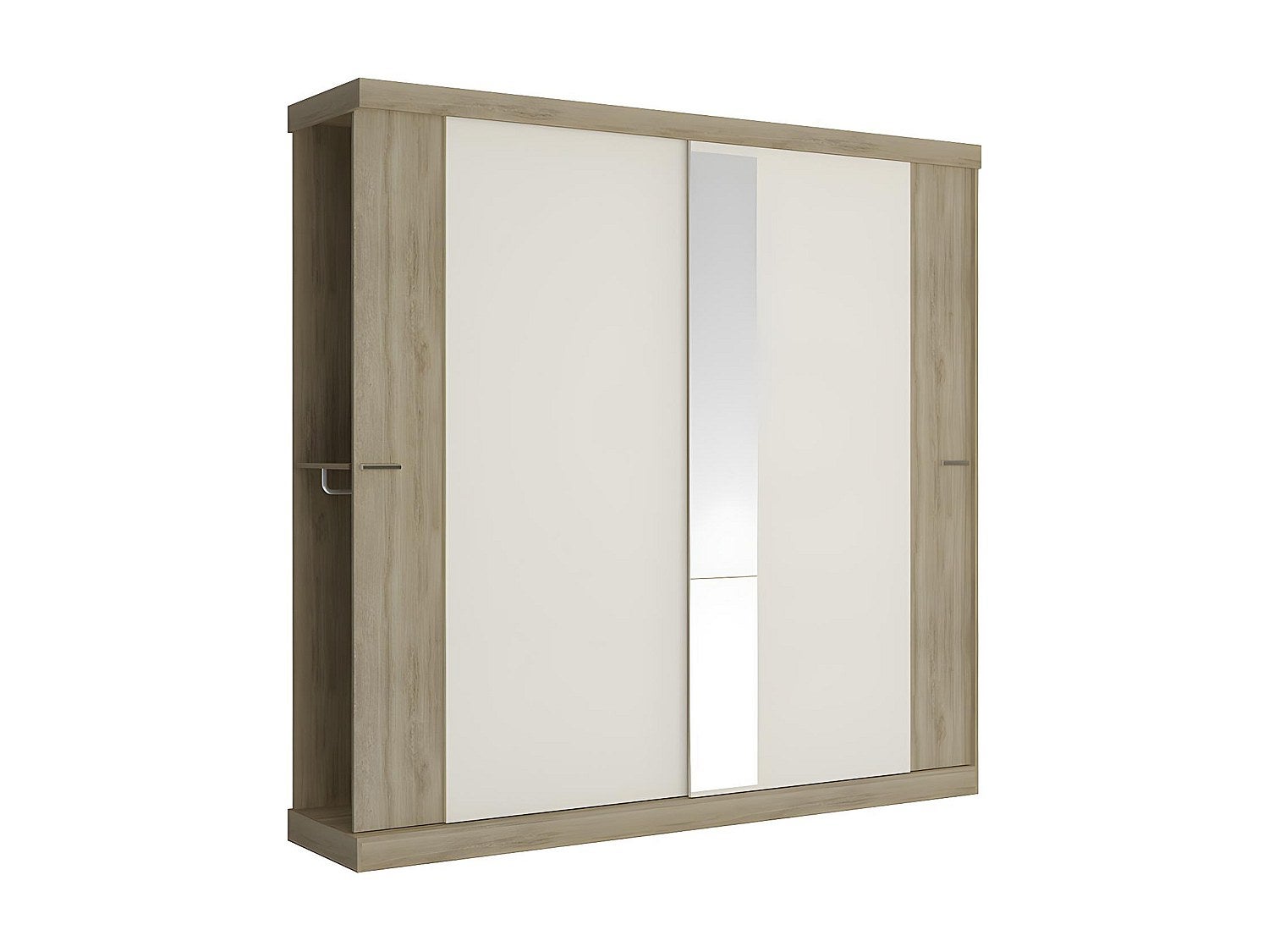 Armoire 2 portes coulissantes - Avec miroir - L231cm - Coloris : Naturel et ivoire - ADALRIK II - 2