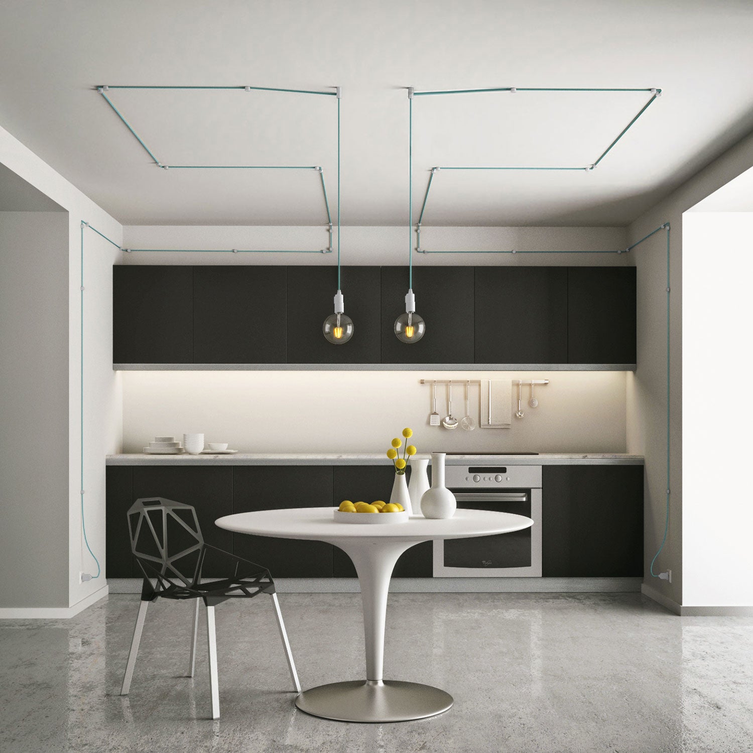 Fissaggio a parete passacavo universale per cavo tessile per illuminazione 2x0,75 e 3x0,75 - 2 pezzi - 4