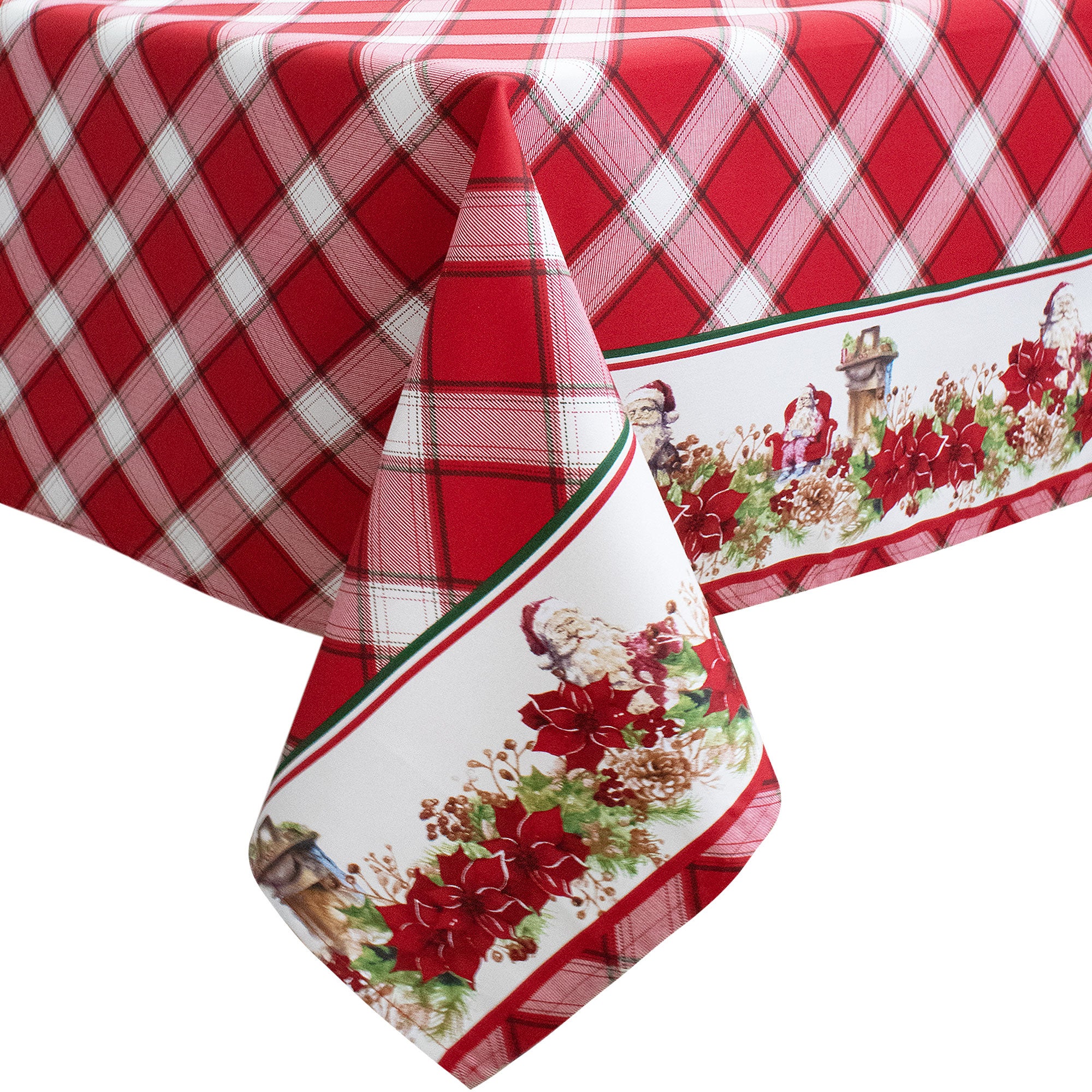 Tovaglia Natalizia Rettangolare LIHAO 150x180 Cm: Rossa Con Motivi, Lavabile, Per 6 Posti, In Nylon Resistente - 2