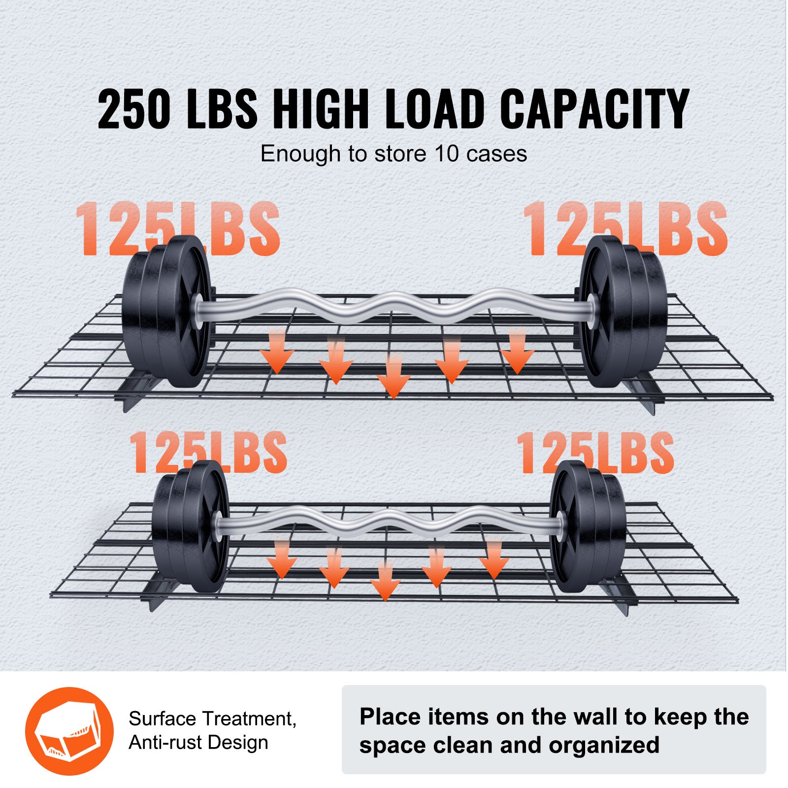 Étagères de garage Lot de SucceBuy 2,6 x 2 pi. Étagères murales robustes. Capacité de charge de 1 000 lb. Idéales pour atelier,hangar ou garage - 4