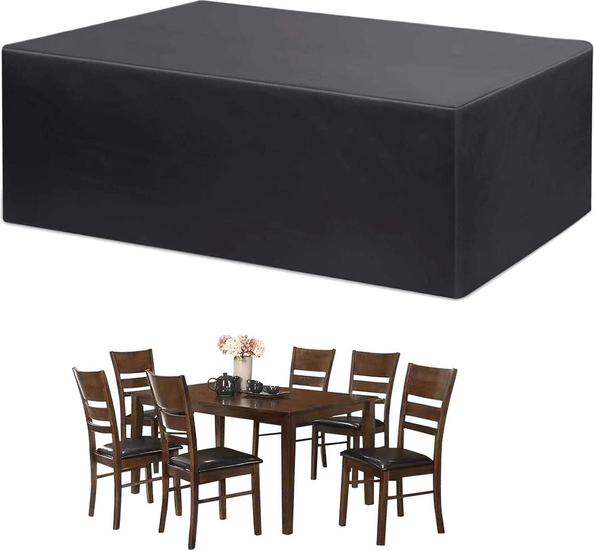 Pokrowiec na meble ogrodowe - 170 x 94 x 70 cm - wodoodporny - anty-UV - na prostokątny stół i krzesła ogrodowe - 210D Oxford - czarny