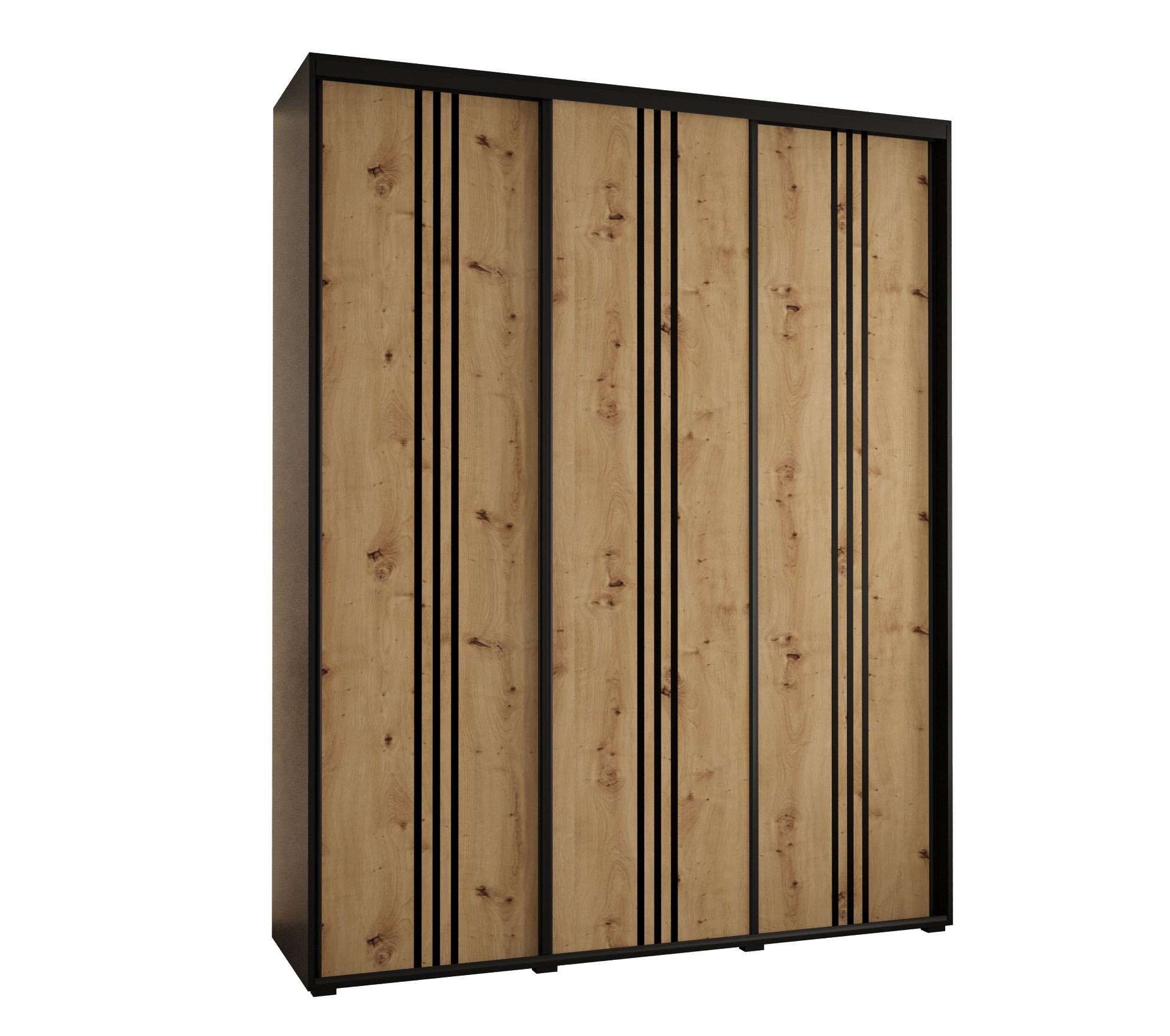 Szafa przesuwna wysoka Davos 6 200 x 45 x 235,2 cm czarny + artisan + u. czarny - Abiks Meble