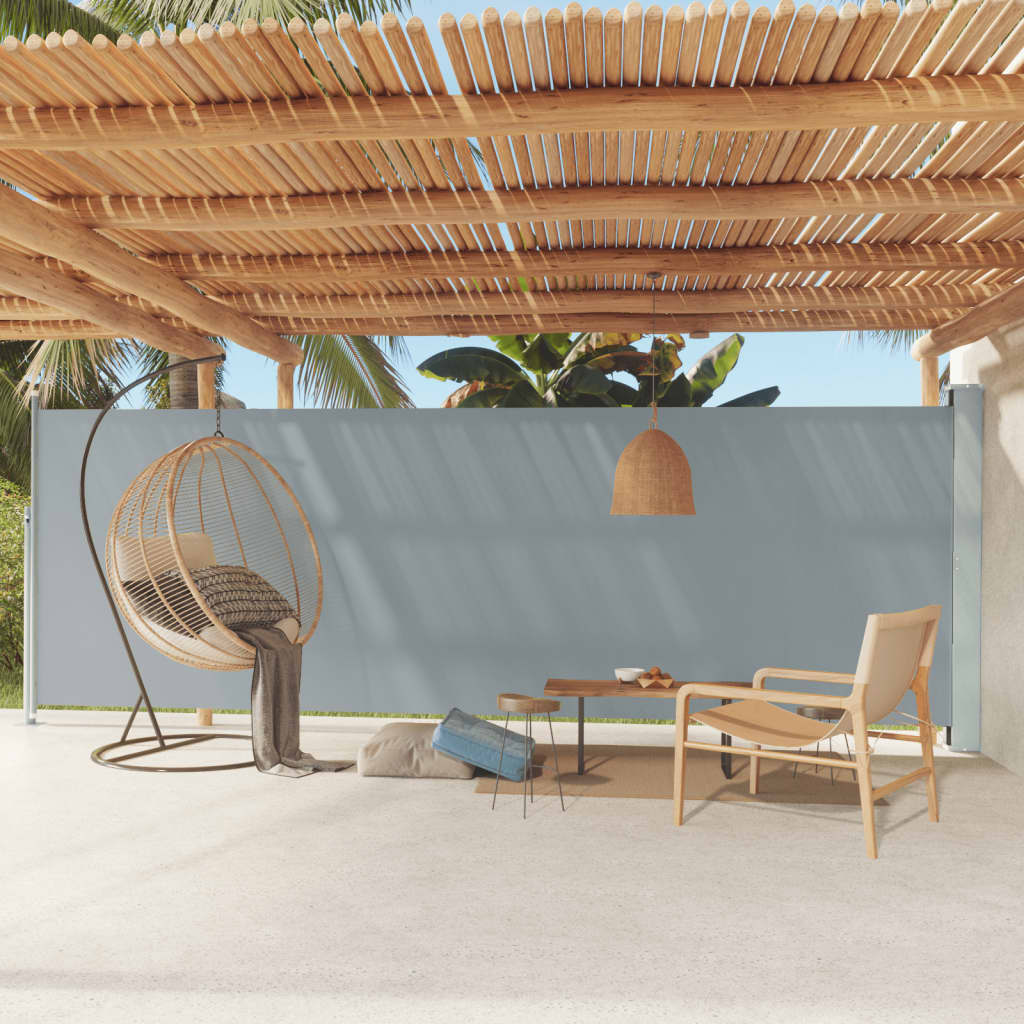 Toldo lateral | toldo exterior | toldo parasol retráctil de jardín gris 180x600 cm cfw476066