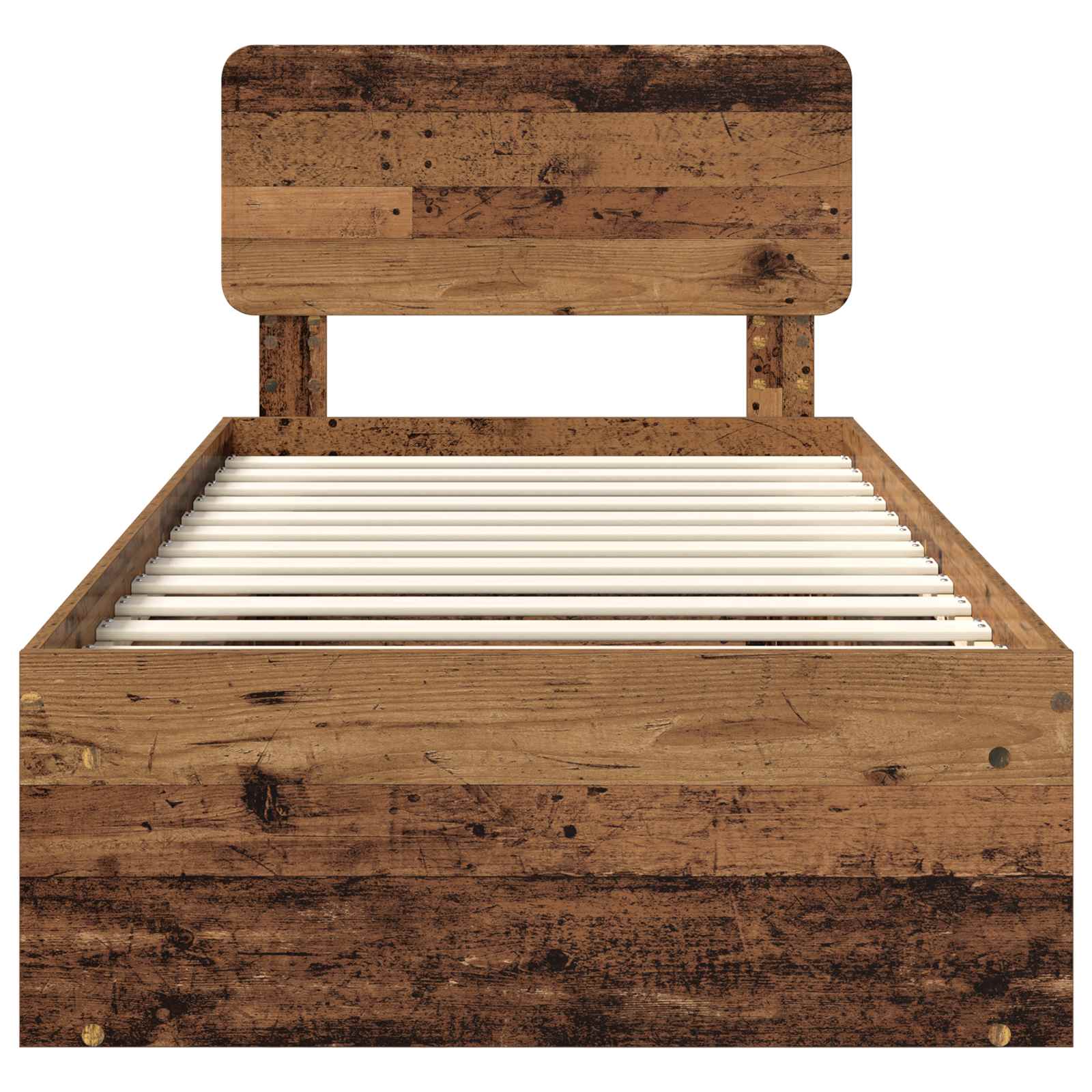 Cadre de lit, finition bois ancien, en pin massif, pour la chambre, 75 × 190 cm - 7