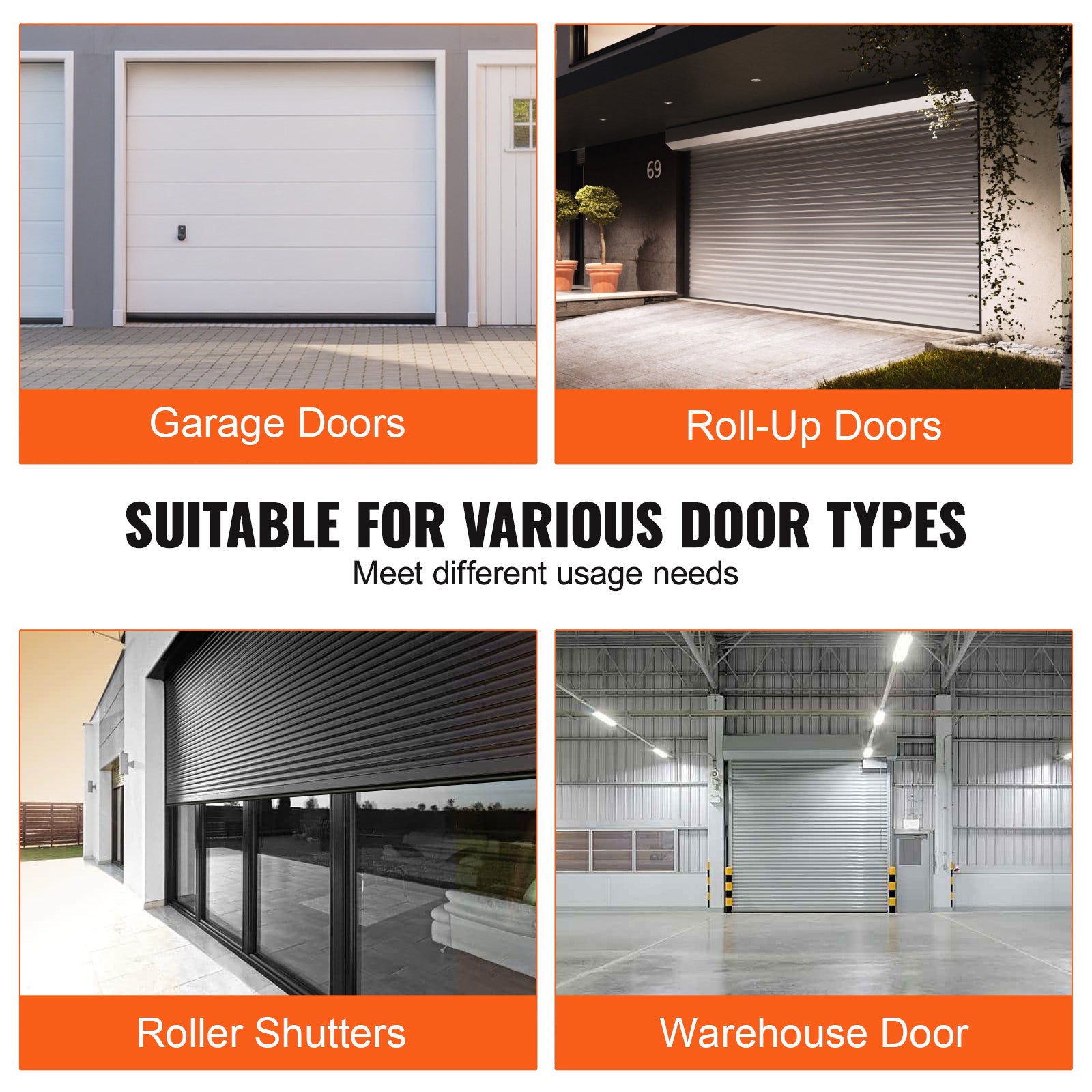 Joints de Porte SucceBuy de Garage 16 Pi, Caoutchouc Noir Forme U + Torique, Extrémités T 5/16