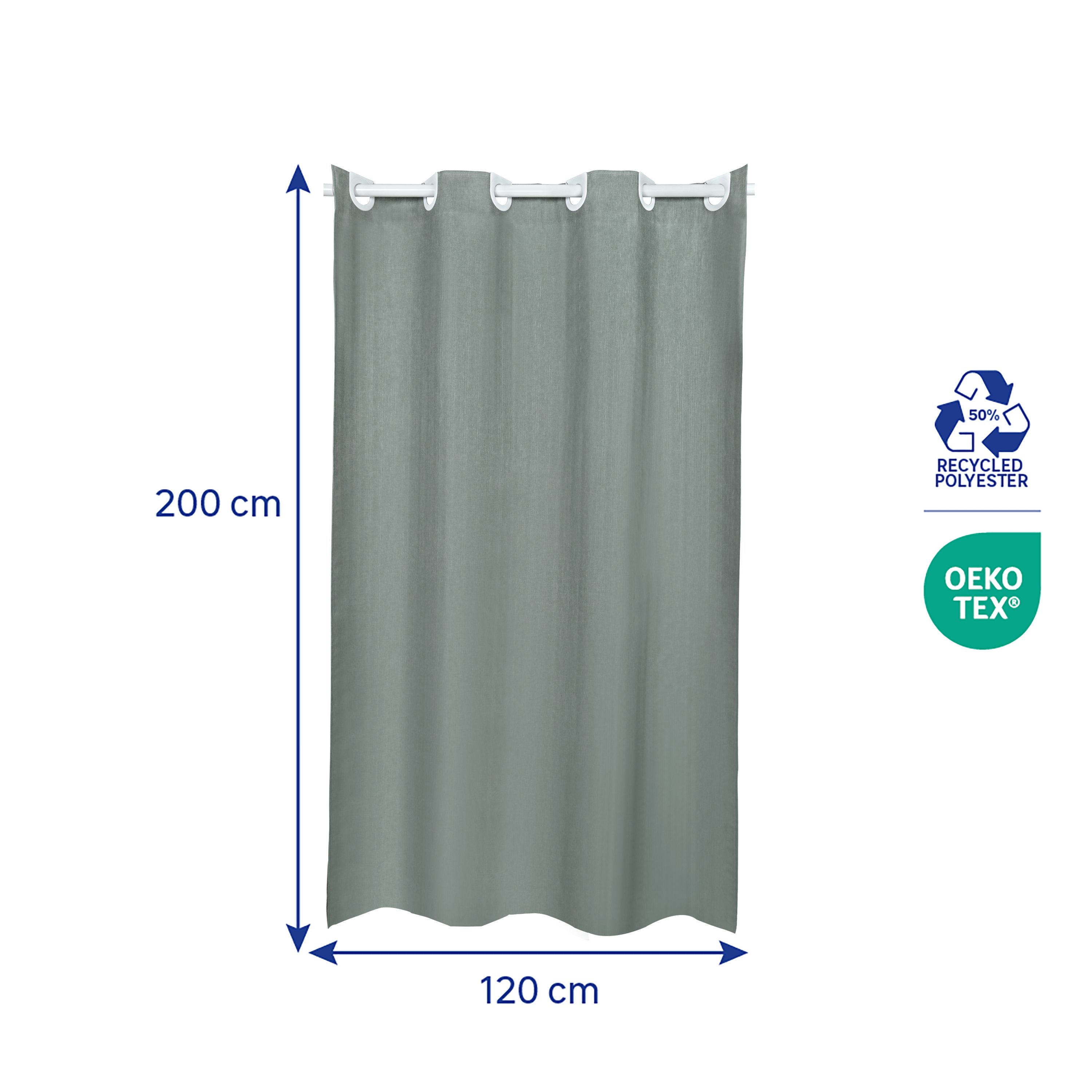 Cortina de duche 120 x 200 cm verde Neo SENSEA - 2