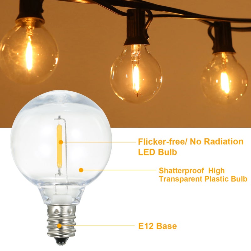 Ampoules LED G40 lot de 25 culot E12 étanches IP44 blanc chaud pour guirlande decoration fêtes mariages portables - 3