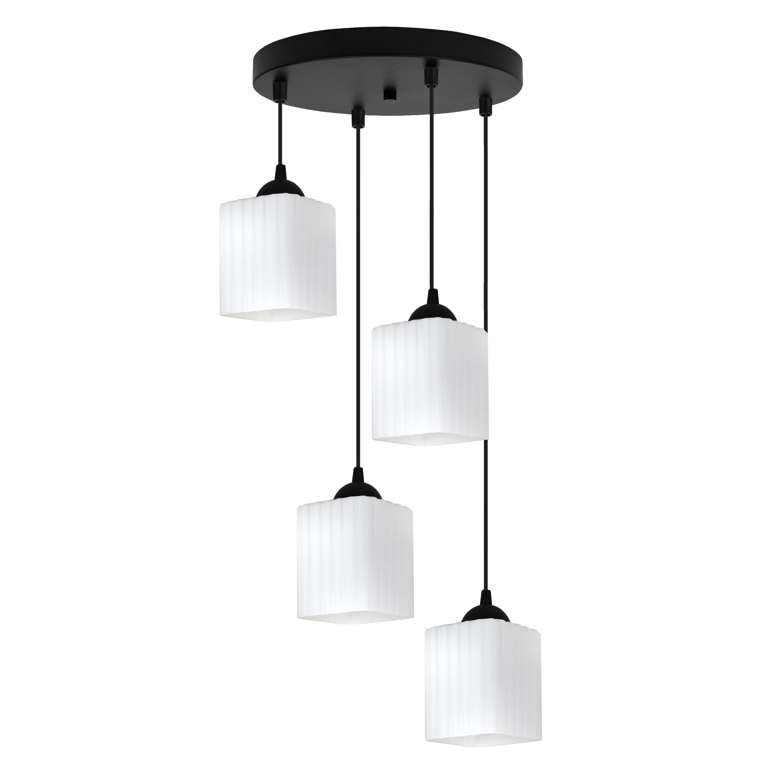 Lampă suspendată de tavan Light Home LH Riffle rotundă 4x E27 60W negru/alb