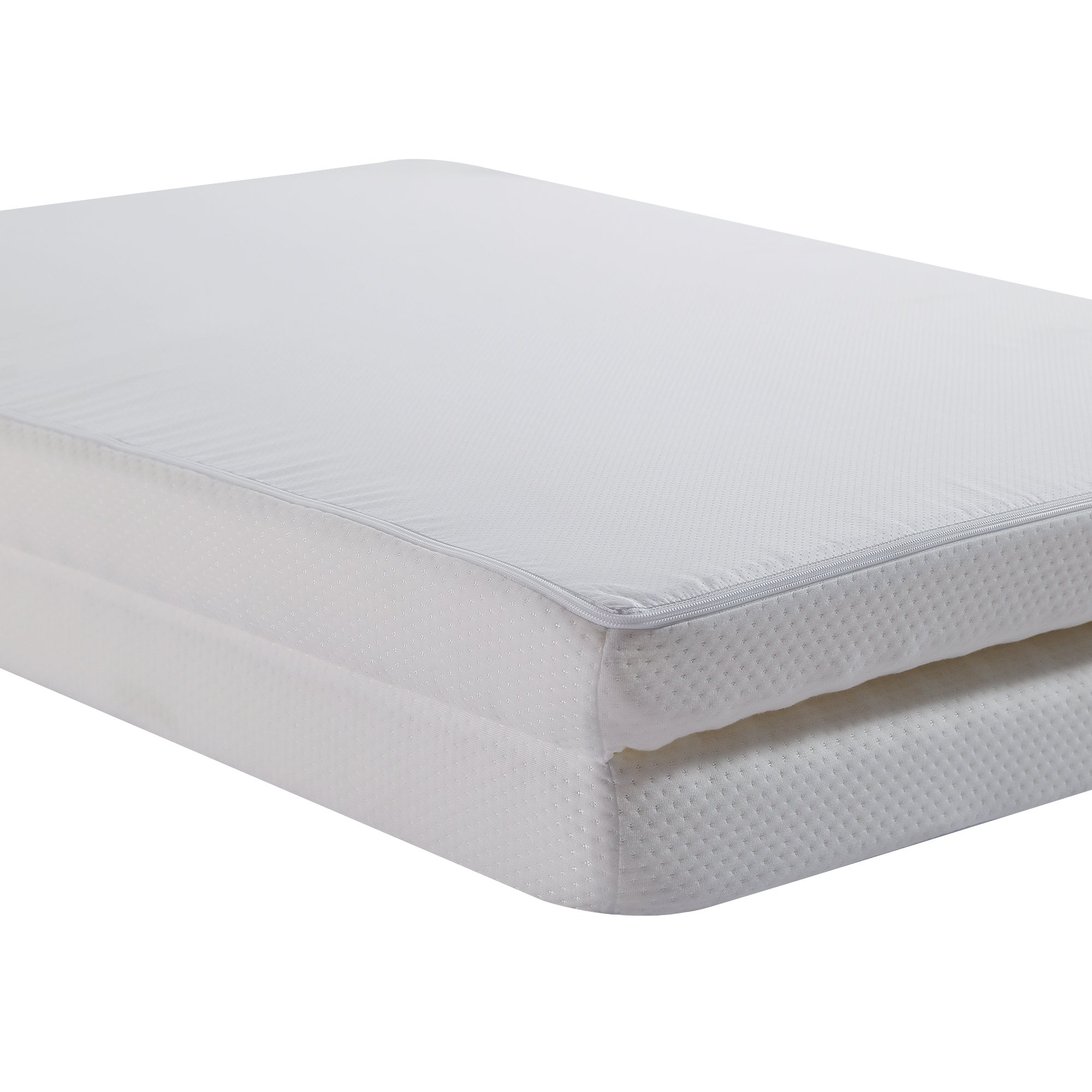 Materac składany 140 x 200 cm, pianka o grubości 10 cm - gąbka 23D - certyfikat Oeko-Tex - biały pokrowiec + biała gąbka - 6