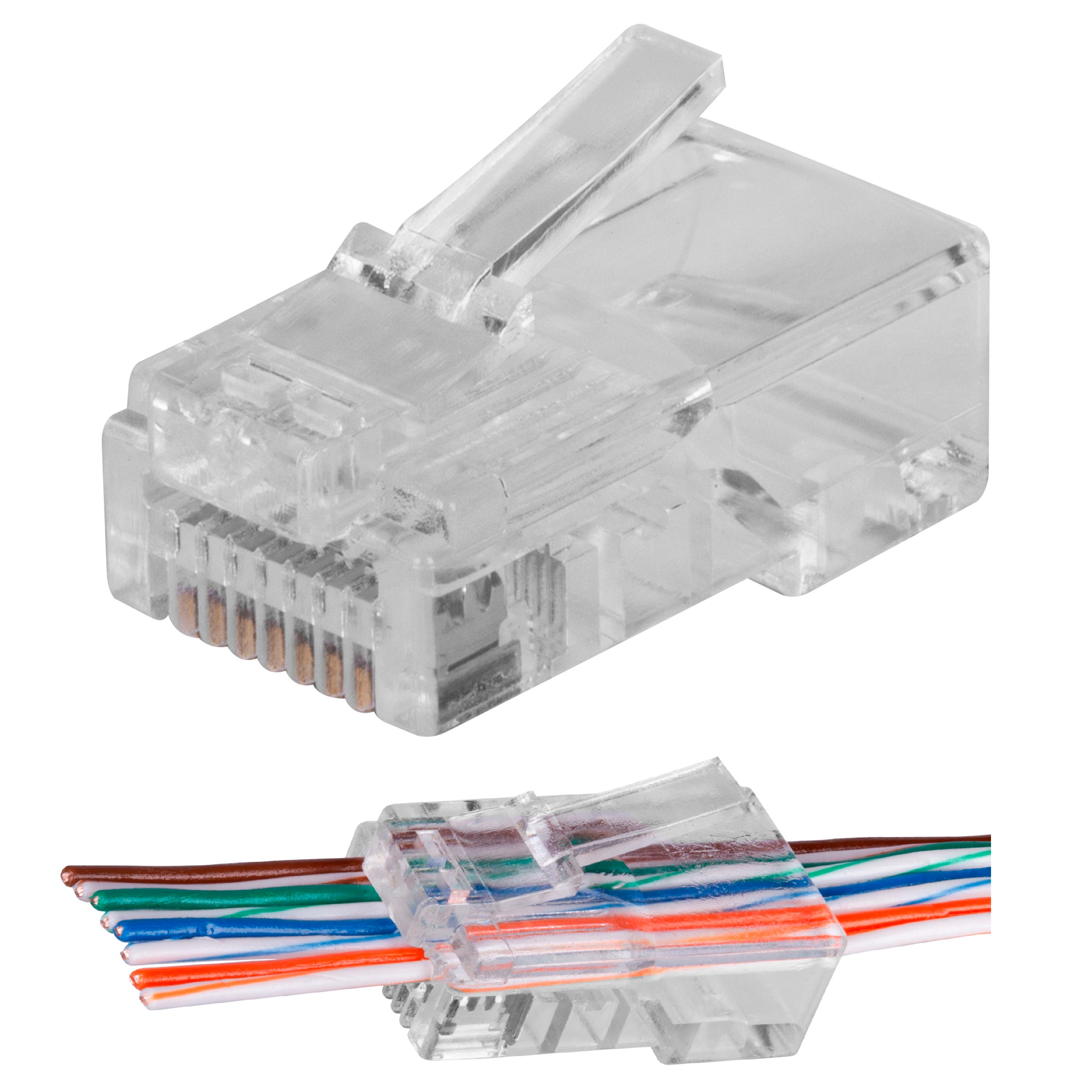 NEKU Wtyk przelotowy RJ45 8P8C wtyczki internetowe UTP kat.6 na drut 100szt